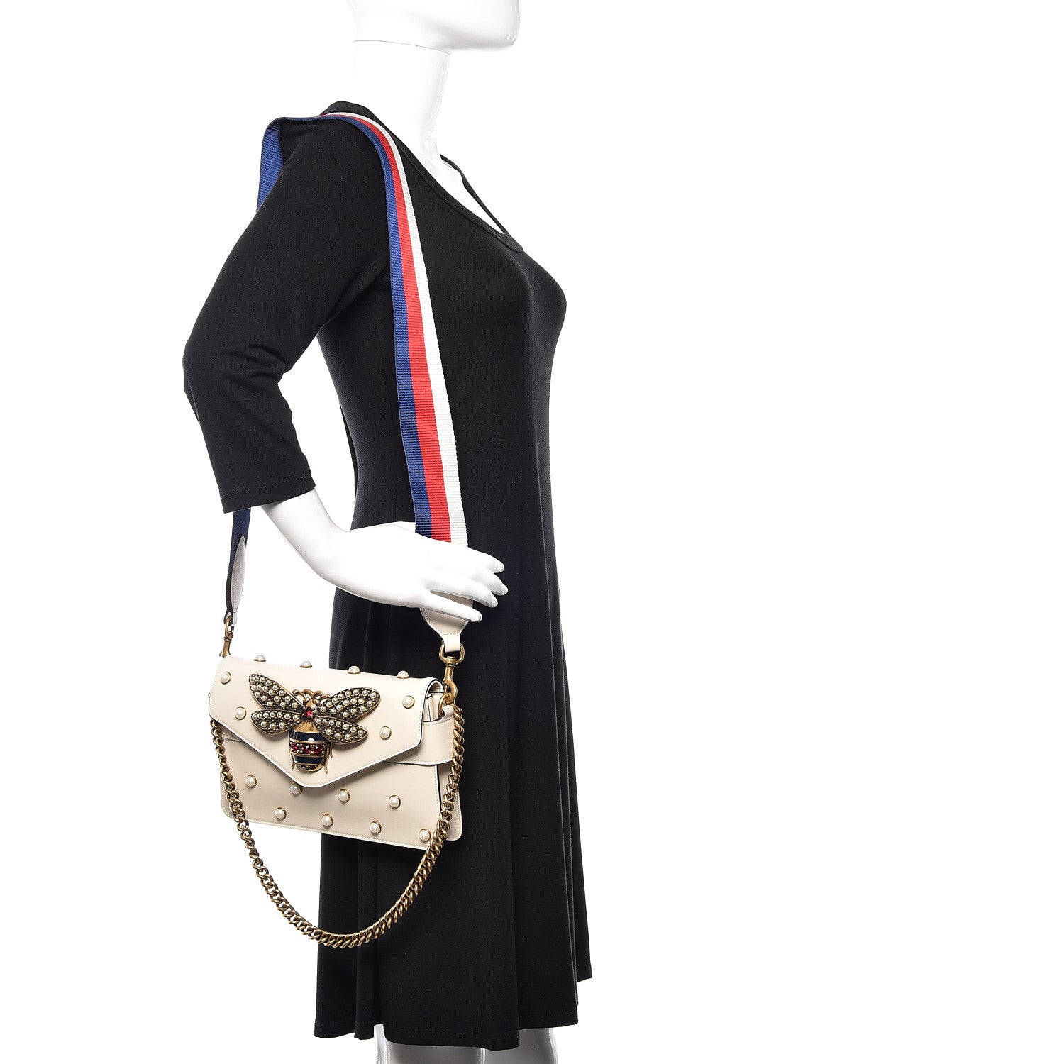 Gucci Nappa Pearl Studded Mini Queen Margaret Broadway Shoulder Bag Mystic White 2 of 10