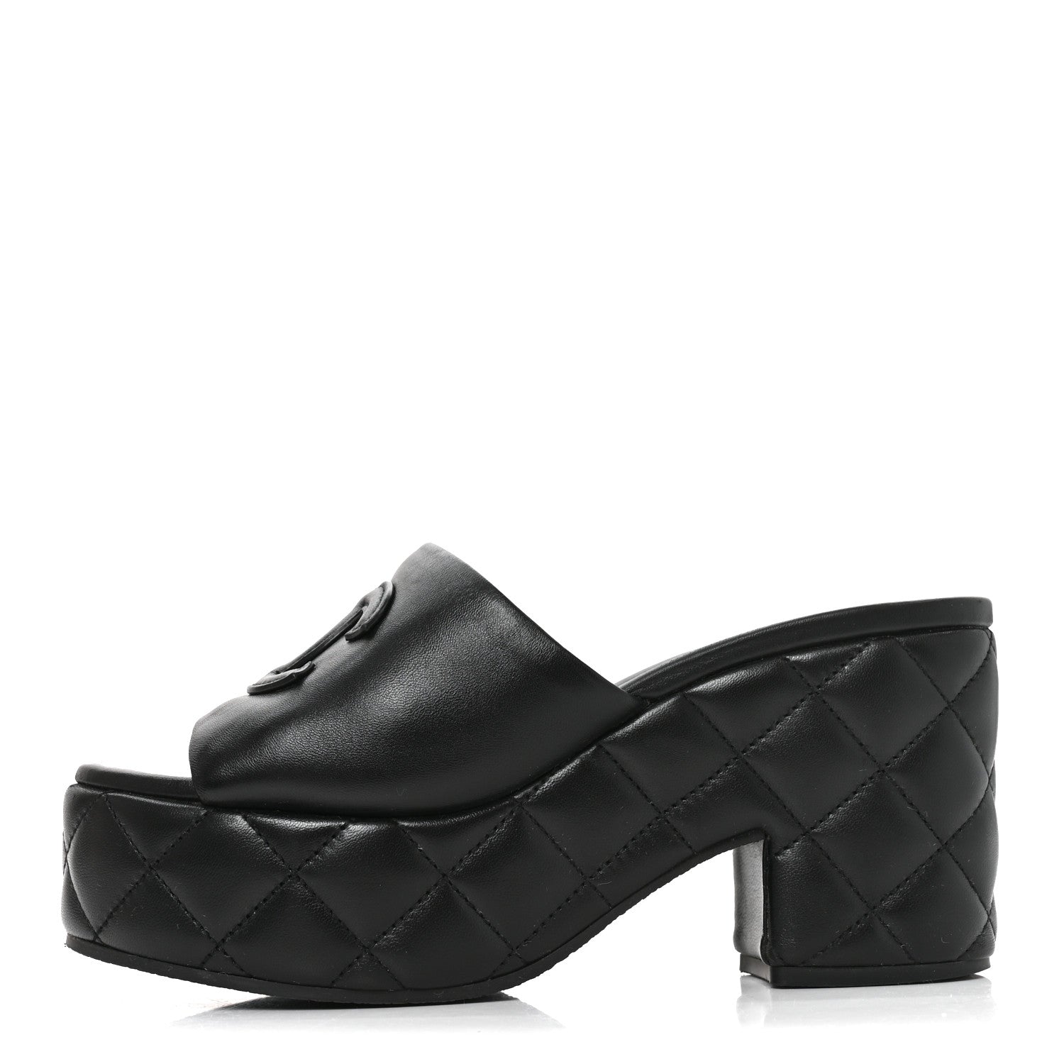 Chanel Lambskin Quilted CC Platform Mules 38 Black 1 of 8
