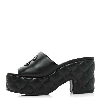 Chanel Lambskin Quilted CC Platform Mules 38 Black 1 of 8