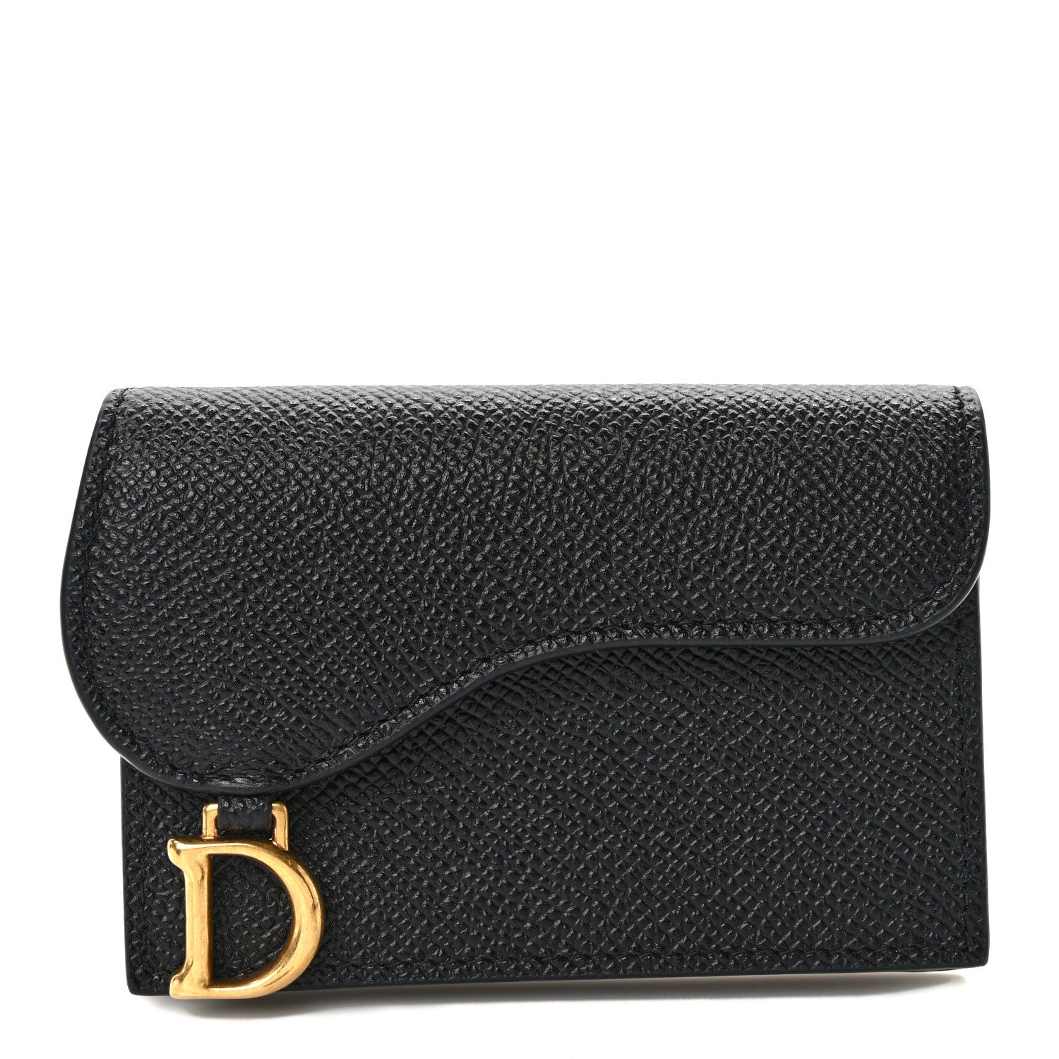 Christian Dior Grained Calfskin Saddle Card Holder Black 1 of 6