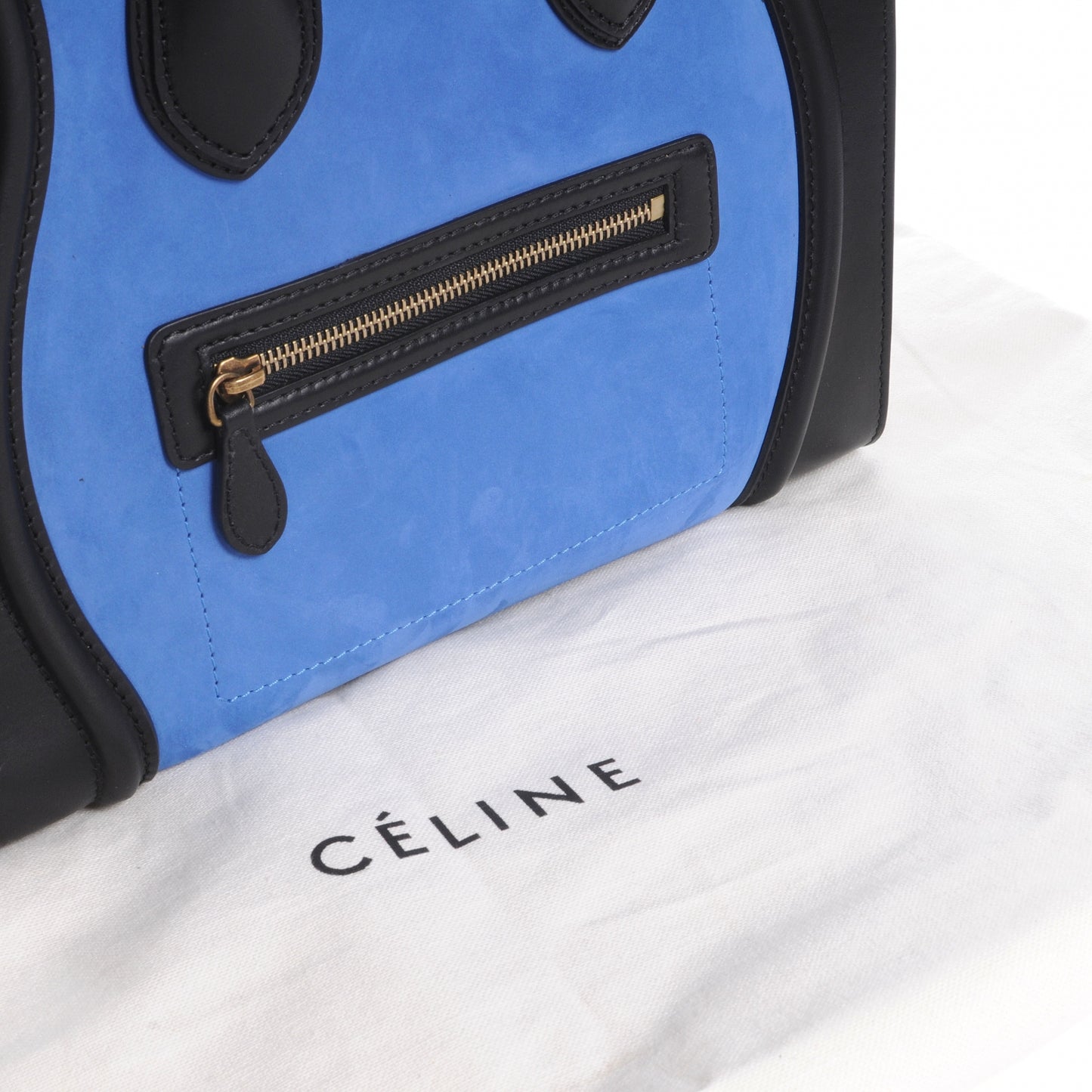 Smooth Calfskin Suede Mini Tri-Color Luggage Black