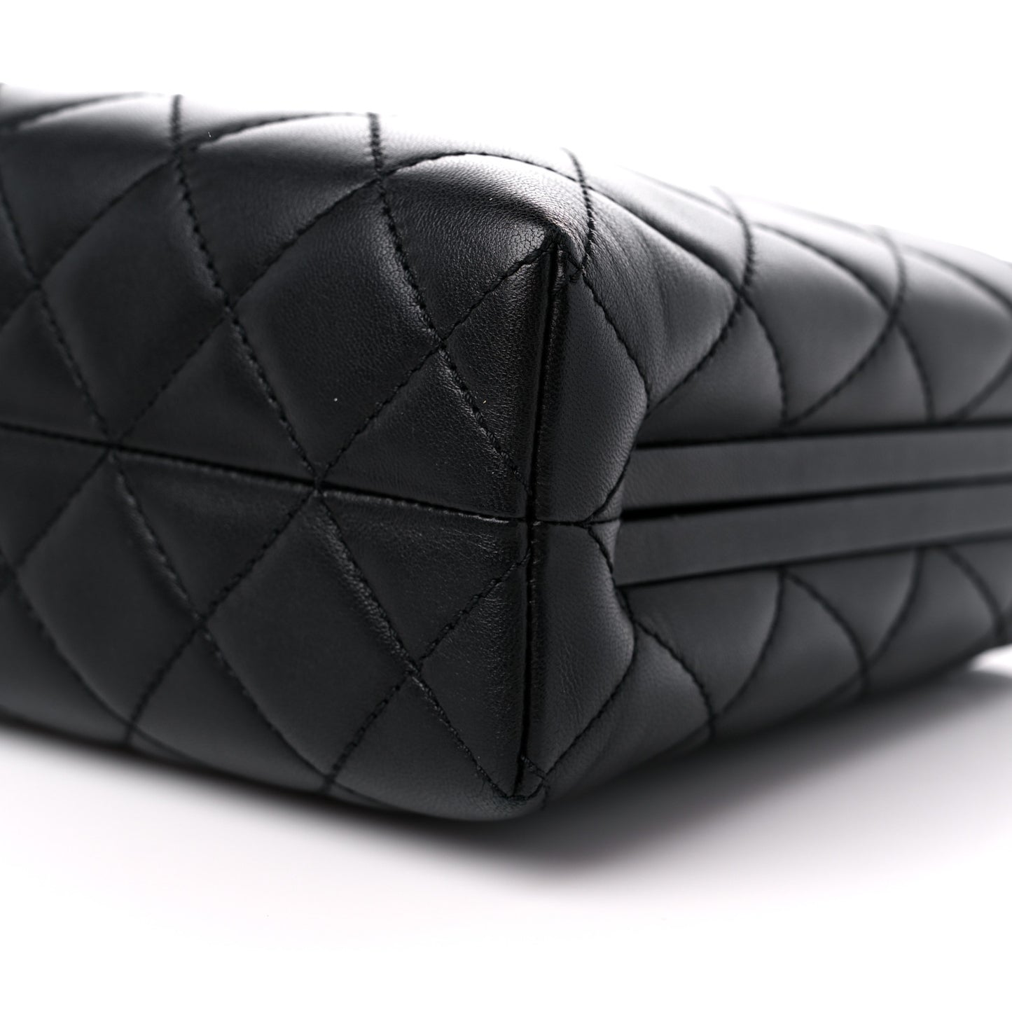 Lambskin Quilted Kisslock Minaudiere Black