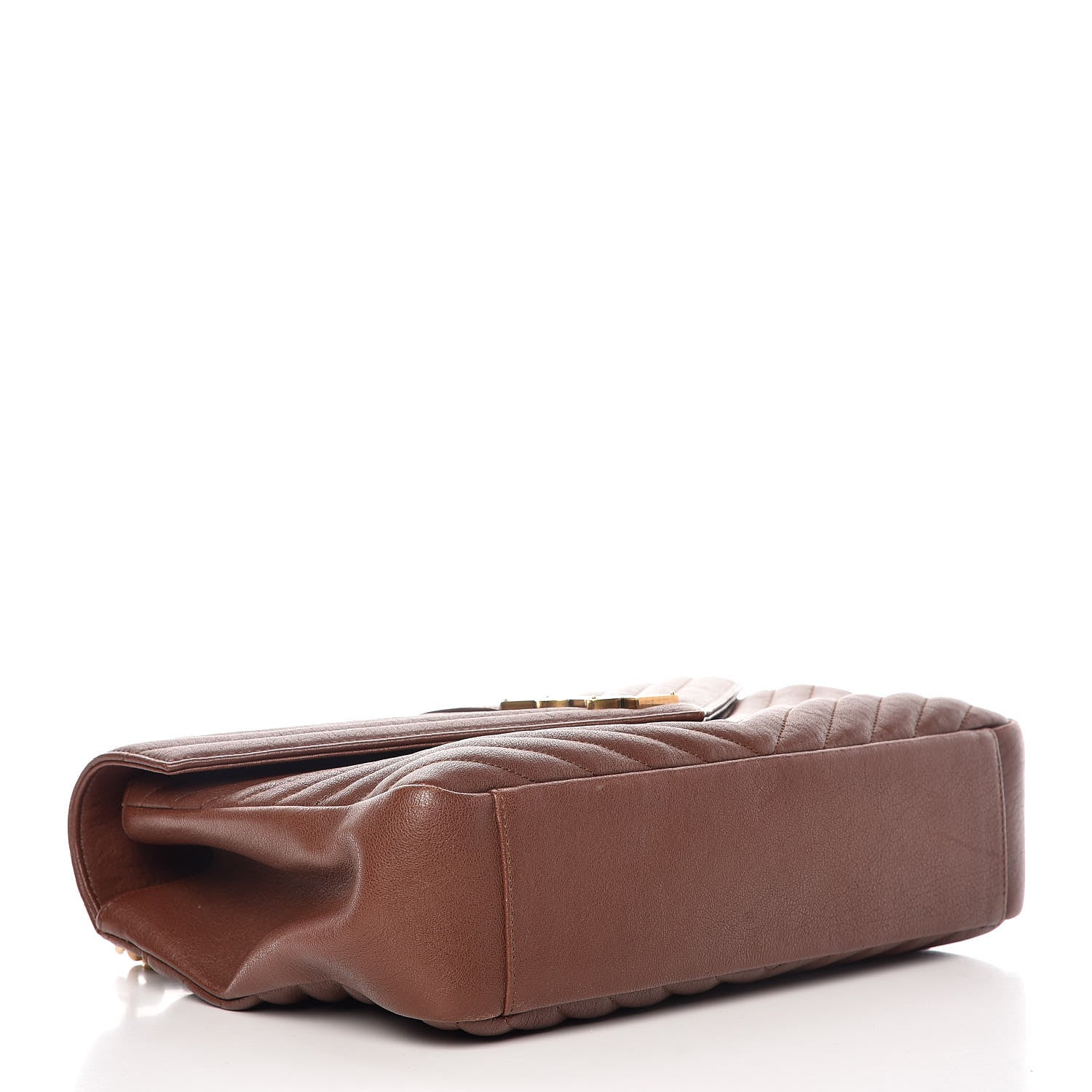 Saint Laurent Sheepskin Matelasse Chevron Monogram Large College Satchel Cognac 5 of 14
