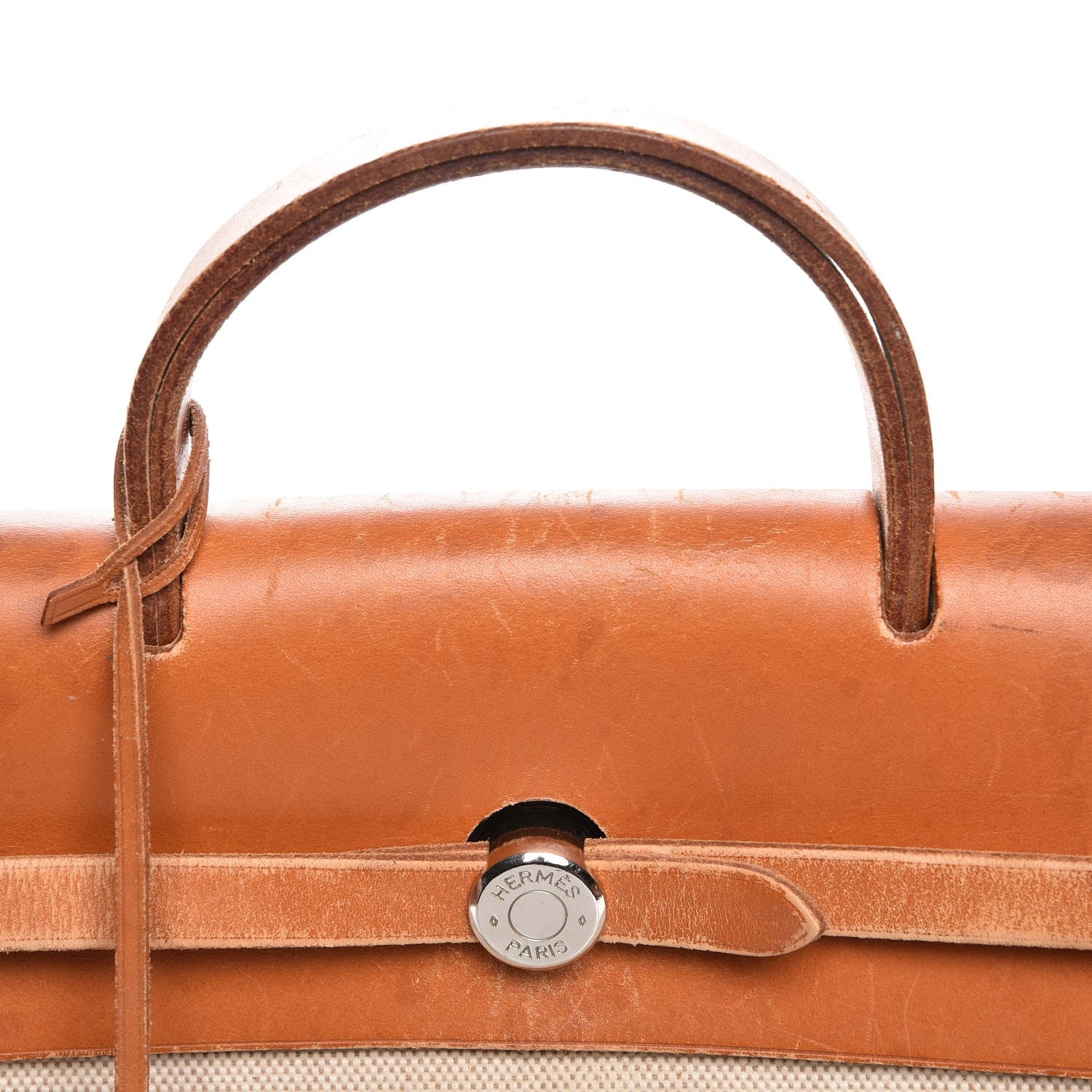 Hermes Toile Vache Calfskin Herbag 30 PM Backpack Natural 8 of 15