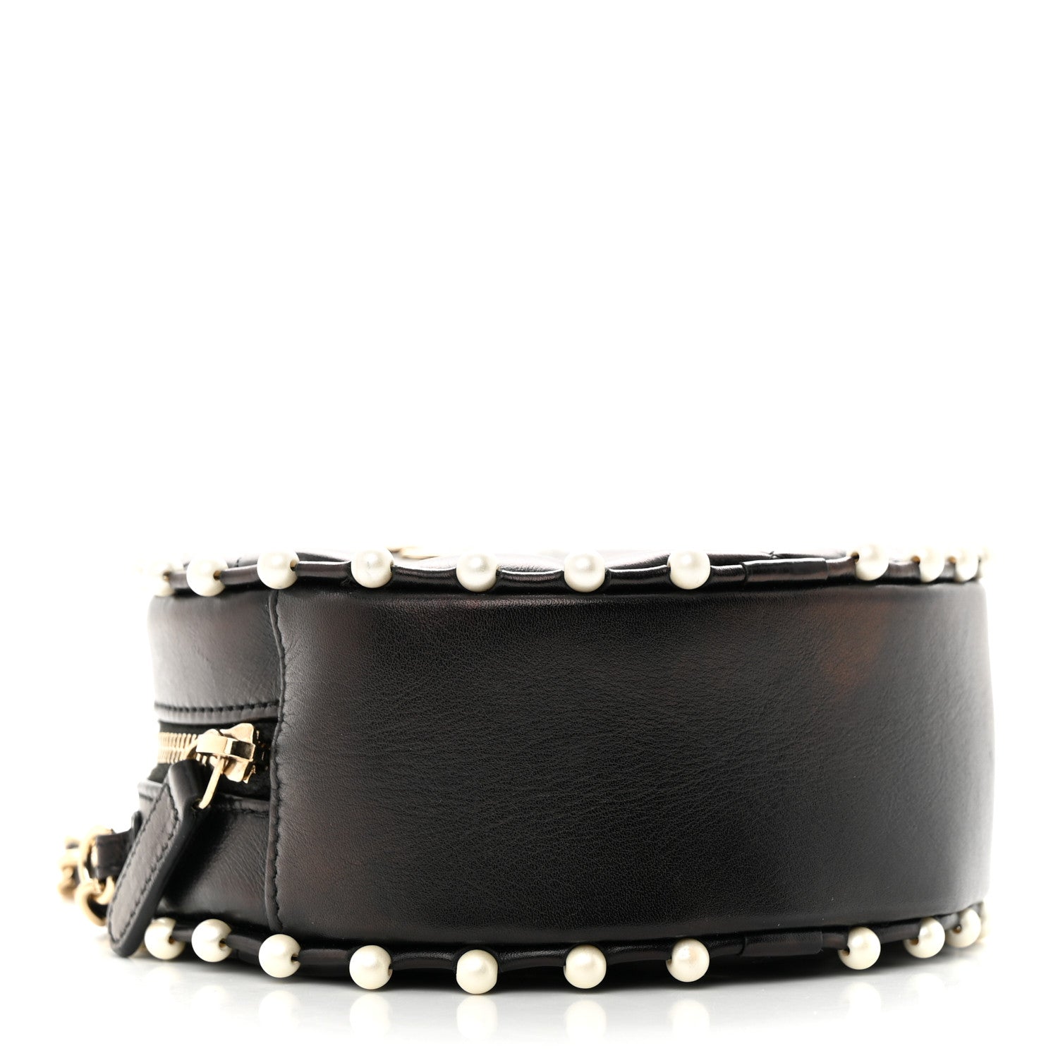Chanel Calfskin Quilted Pearl Round Clutch With Chain Black 4 of 12