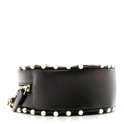Chanel Calfskin Quilted Pearl Round Clutch With Chain Black 4 of 12