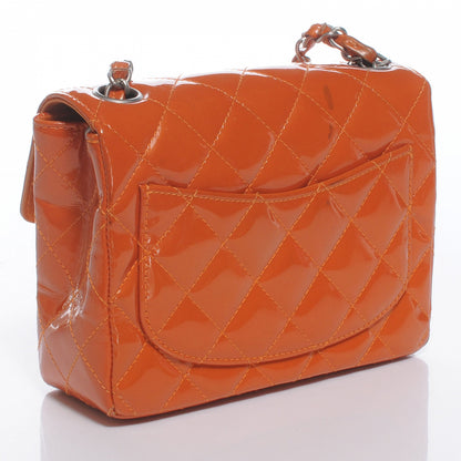 Chanel Patent Quilted Mini Square Flap Orange 3 of 8