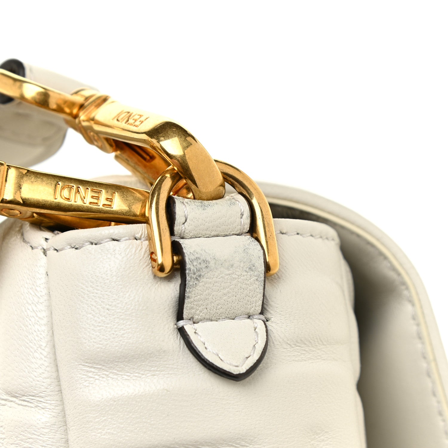 Fendi Nappa FF 1974 Embossed Baguette White 14 of 16