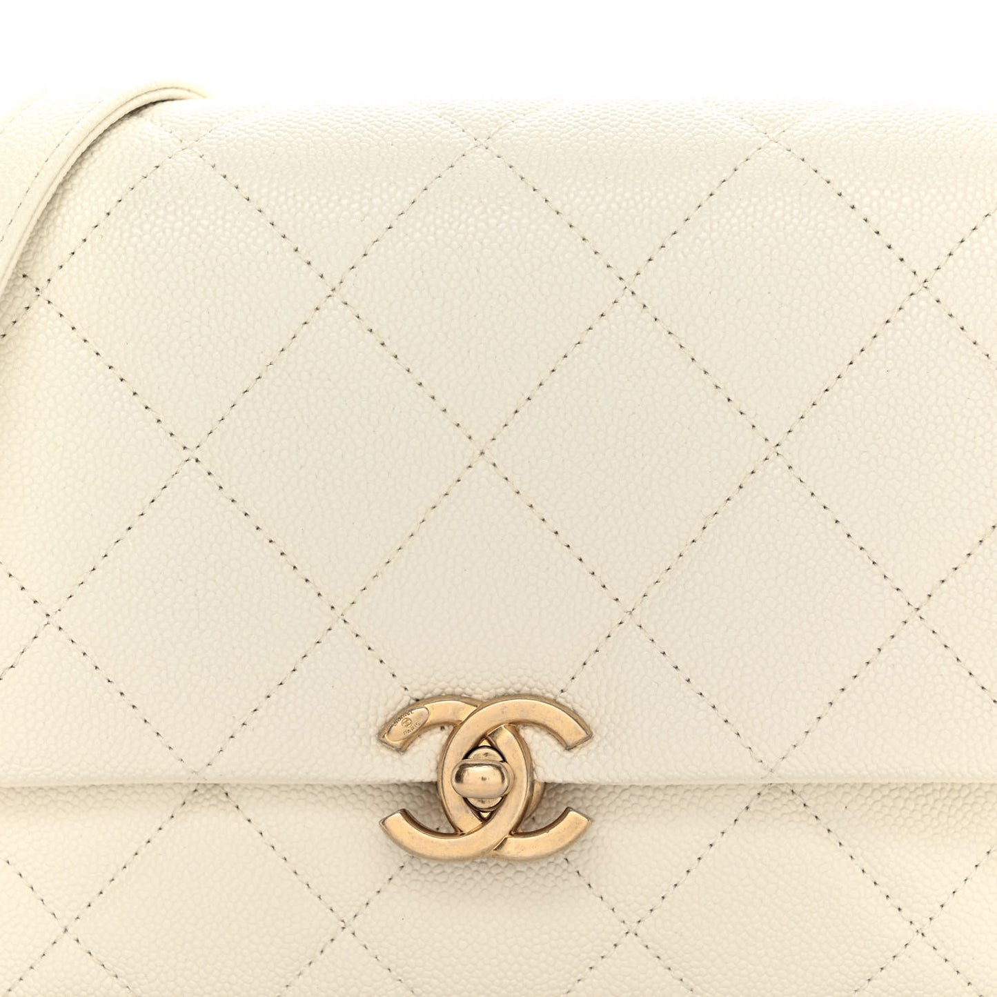 Shiny Caviar Quilted Small Chain Melody Flap White