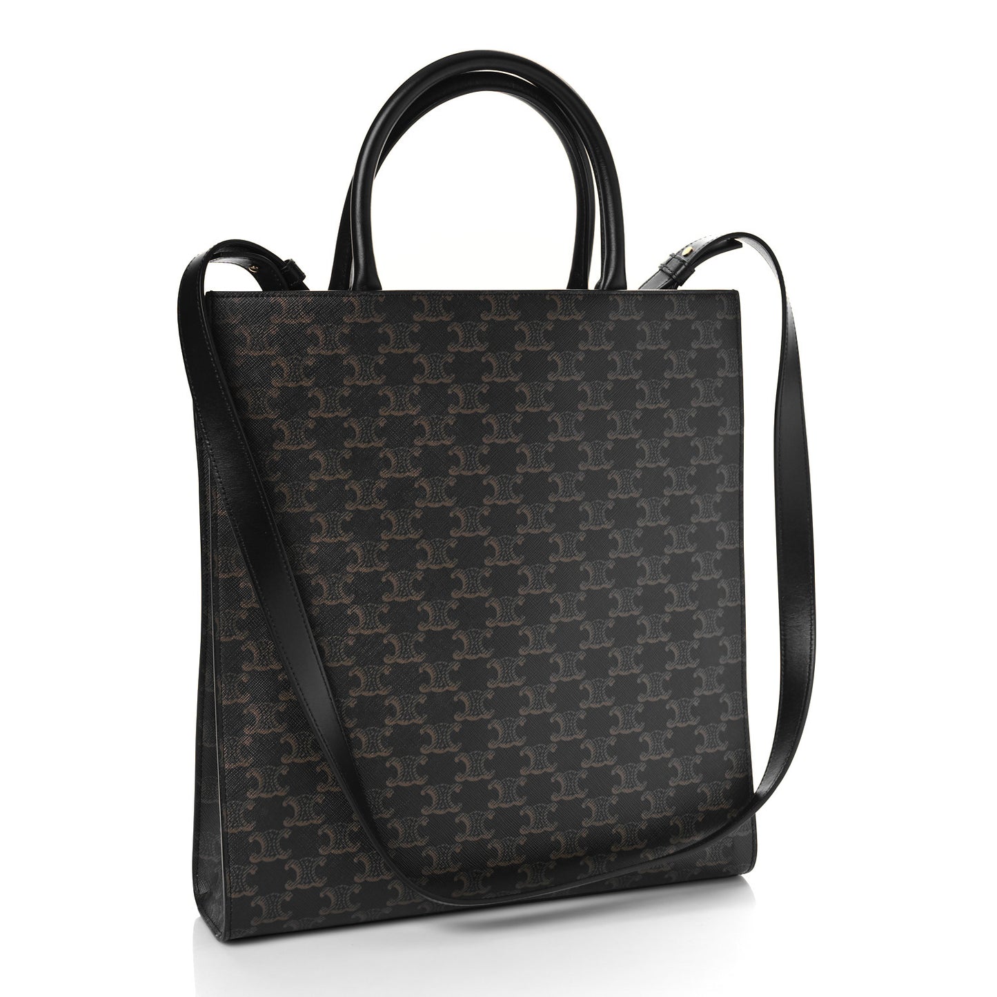 Triomphe Canvas Calfskin Medium Vertical Cabas Black