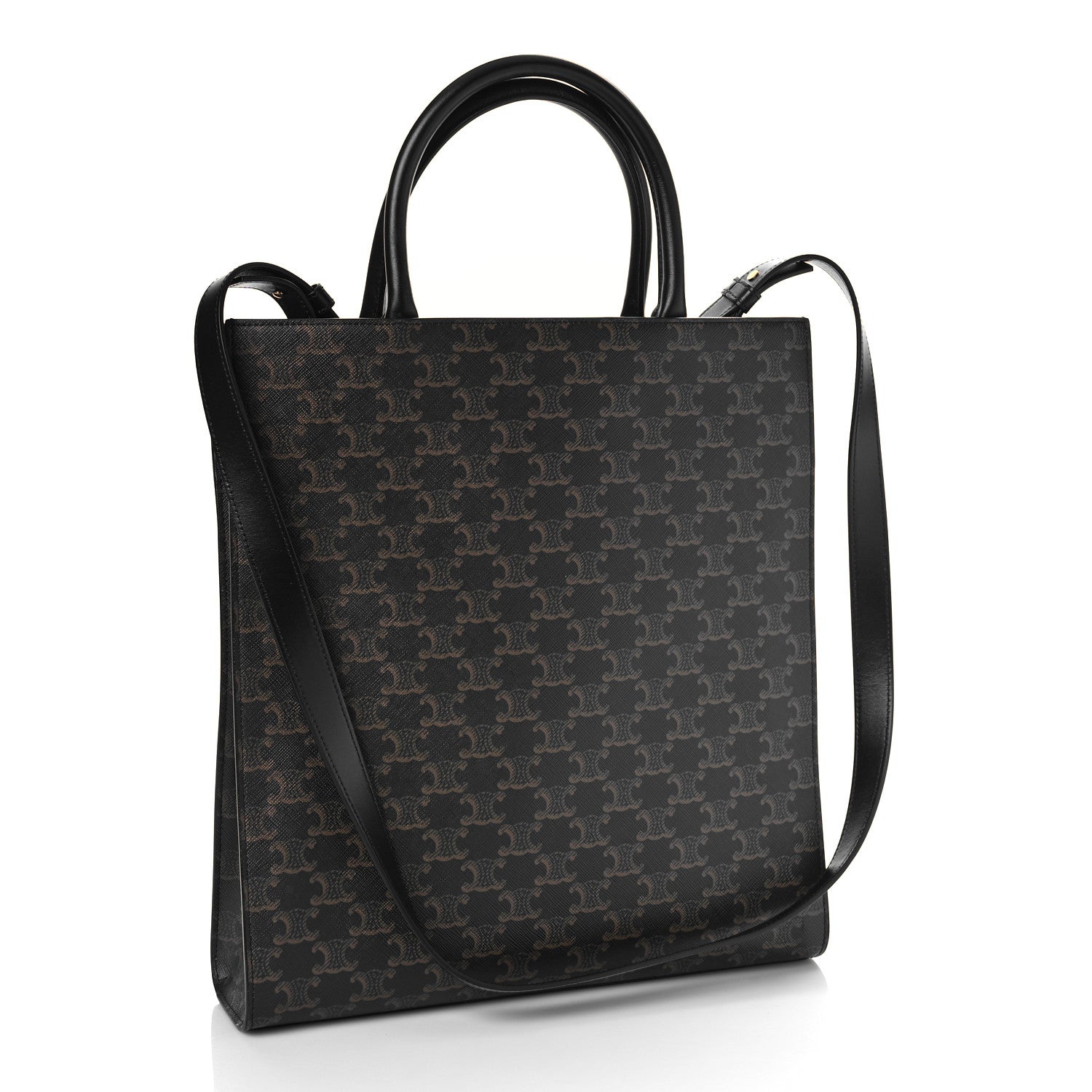 Celine Triomphe Canvas Calfskin Medium Vertical Cabas Black 2 of 6