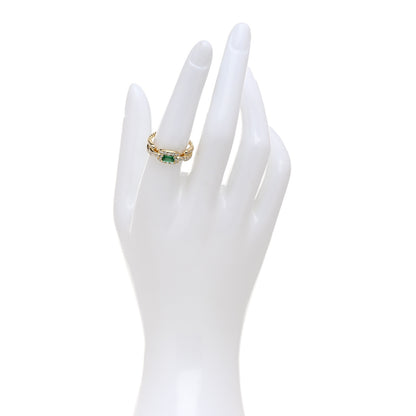 David Yurman 18K Yellow Gold Emerald Diamond 7mm Stax Chain Link Ring 54 7 2 of 6