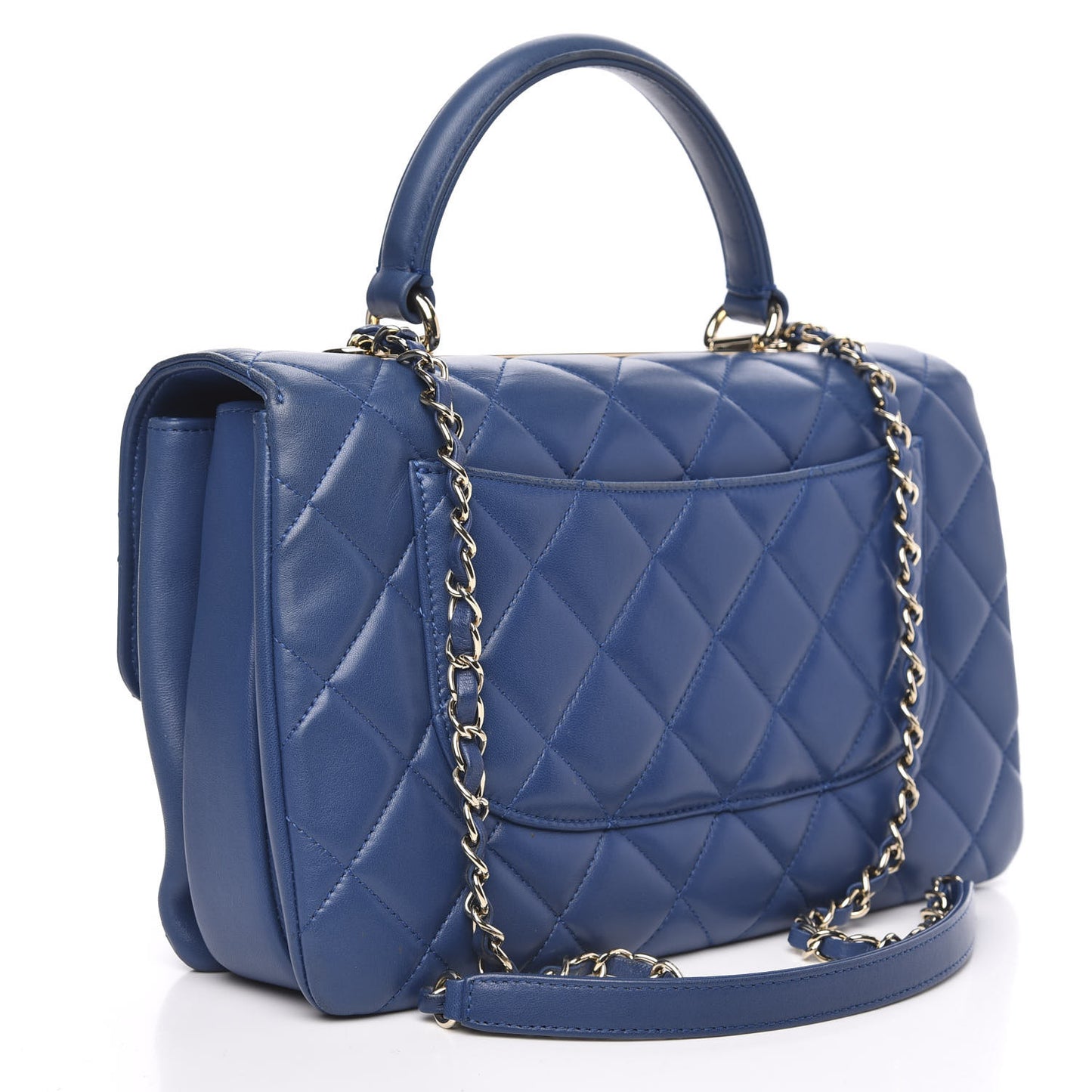 Lambskin Quilted Medium Trendy CC Flap Dual Handle Bag Blue