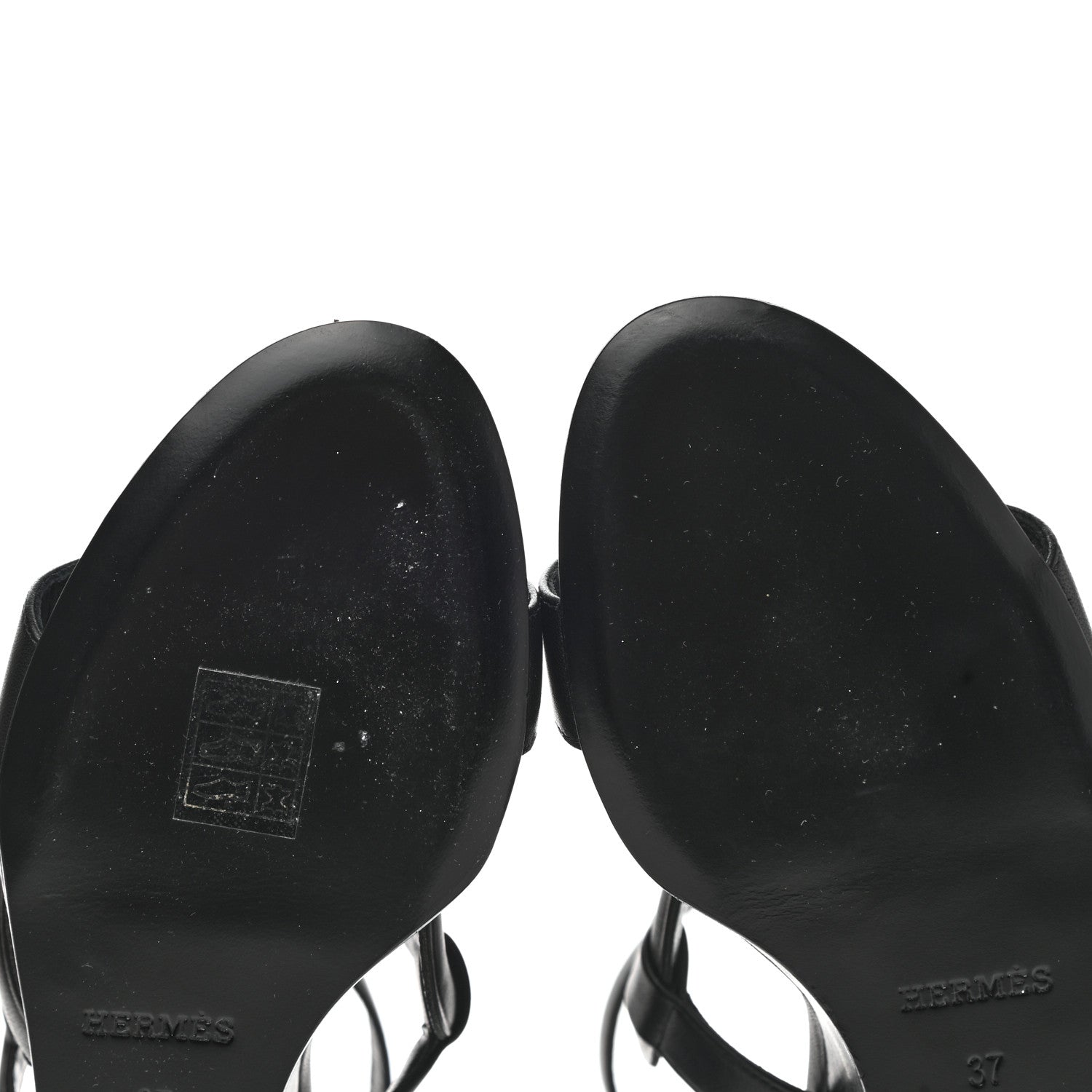 Hermes Nappa Brisbane Wedge Sandals 37 Black 11 of 12