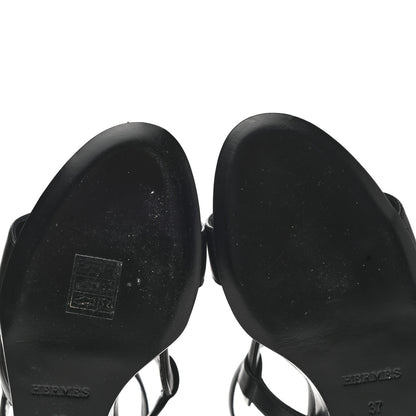 Hermes Nappa Brisbane Wedge Sandals 37 Black 11 of 12