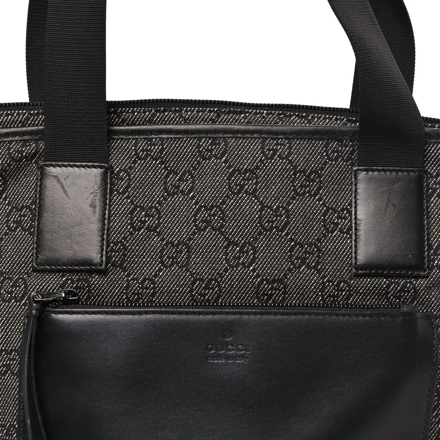 Denim Monogram Tote Bag Black