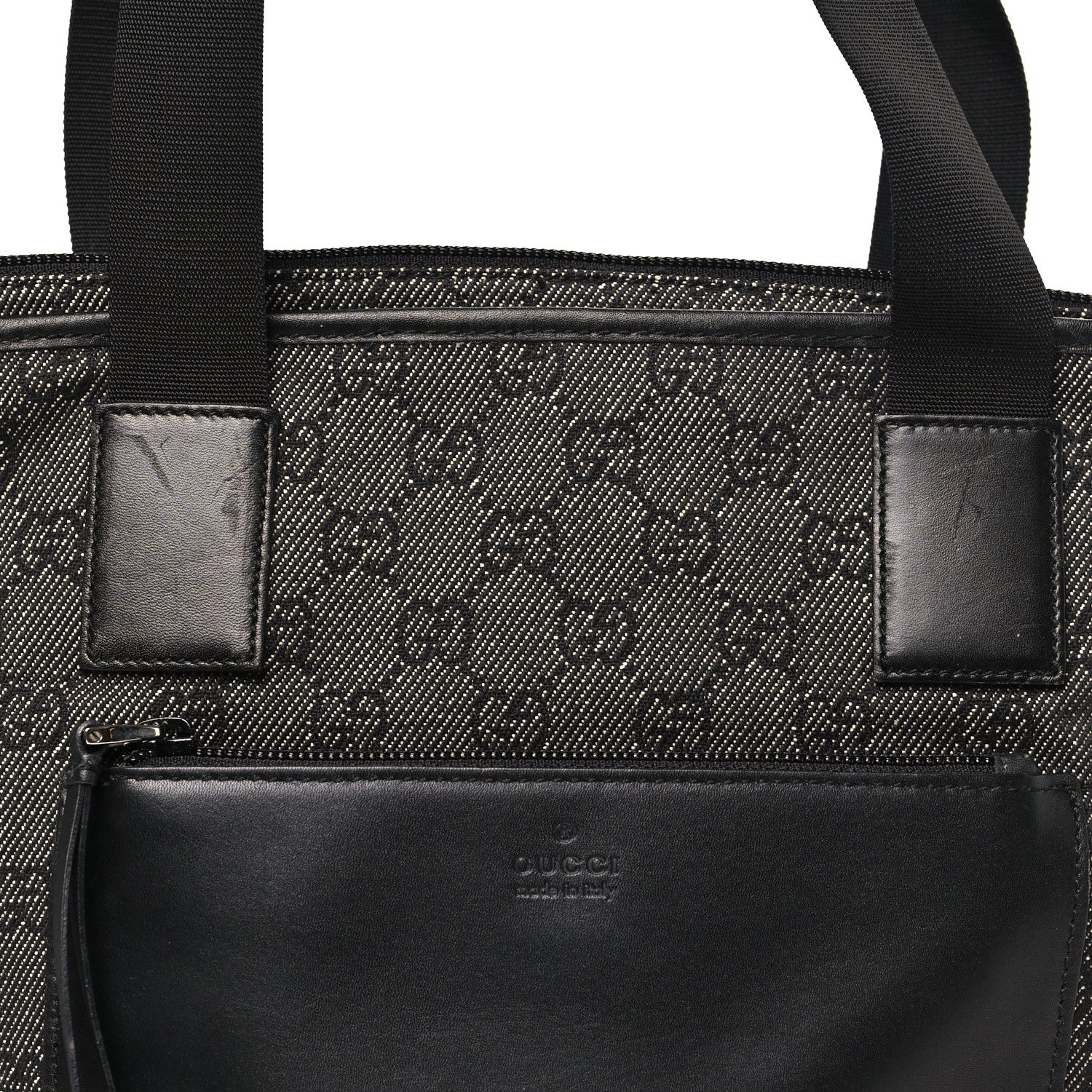 Gucci Denim Monogram Tote Bag Black 8 of 11