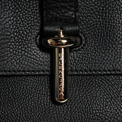 Balenciaga Grained Calfskin M Tube Round Tote Black 6 of 9