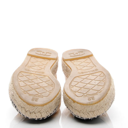 Chanel Lambskin CC Espadrilles 38 Beige Black 5 of 10