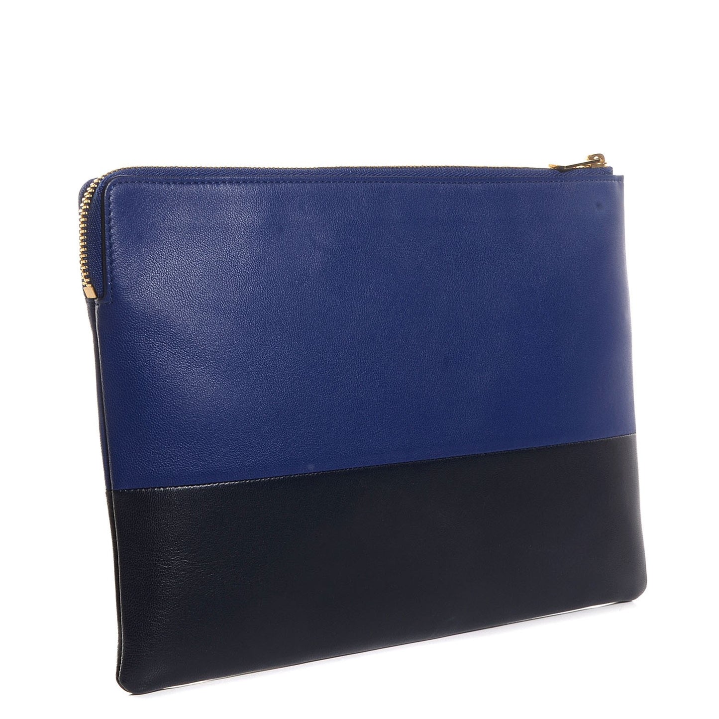 Lambskin Bi-Color Solo Clutch Pouch Indigo Black