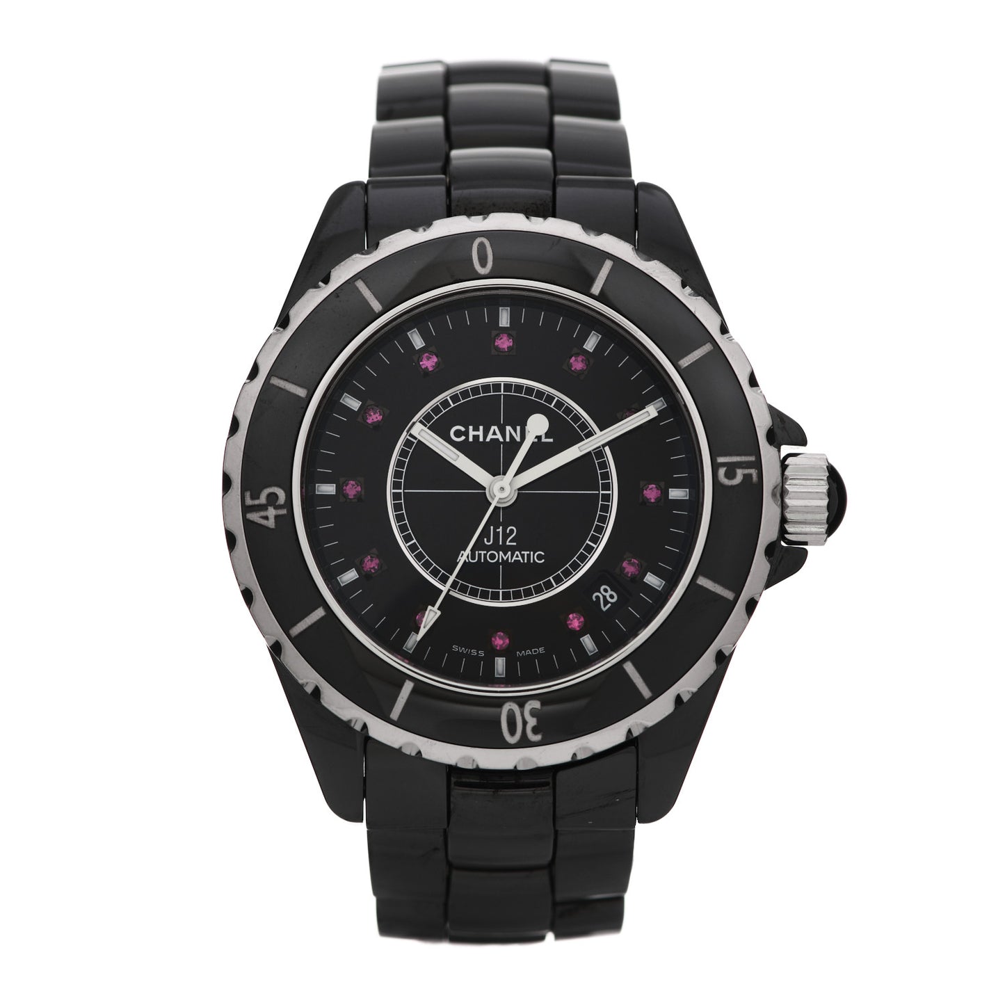Stainless Steel Ceramic Ruby 38mm J12 Automatic Watch Black