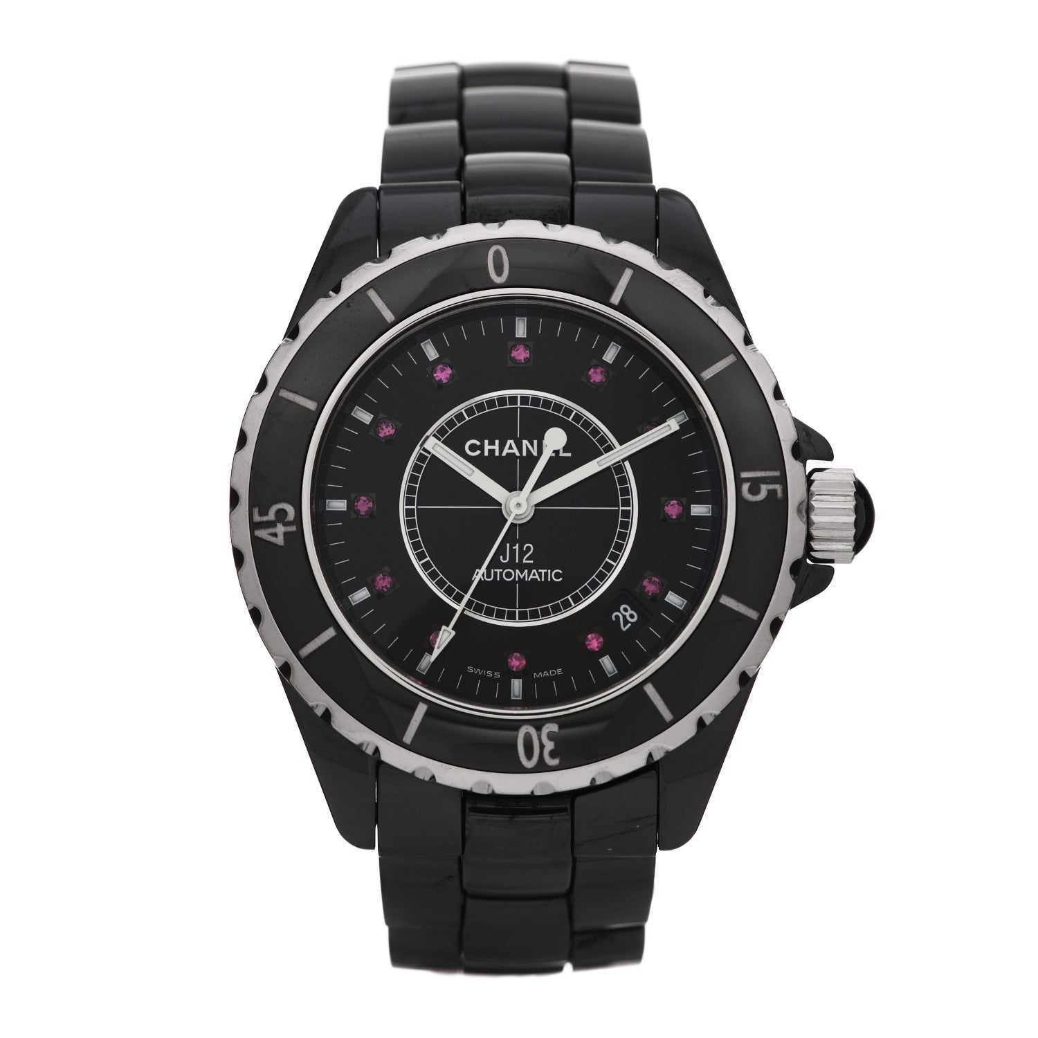 Chanel Stainless Steel Ceramic Ruby 38mm J12 Automatic Watch Black 1 of 4