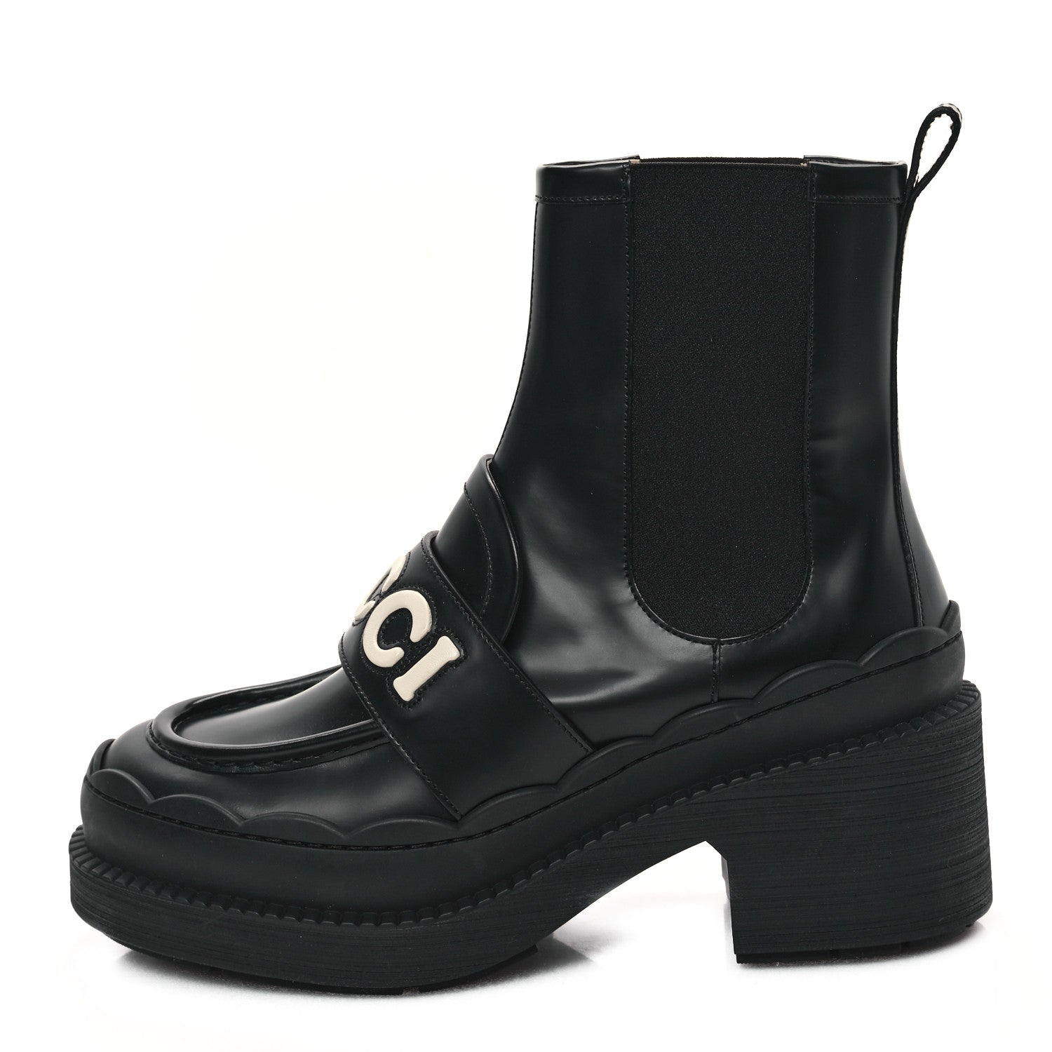 Gucci Calfskin Ornella Logo Ankle Boots 41 Black 1 of 9
