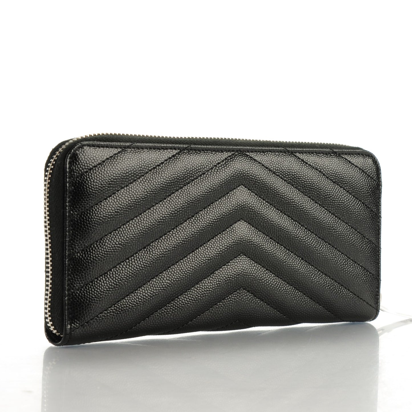 Grain De Poudre Matelasse Chevron Monogram Zip Around Wallet Black
