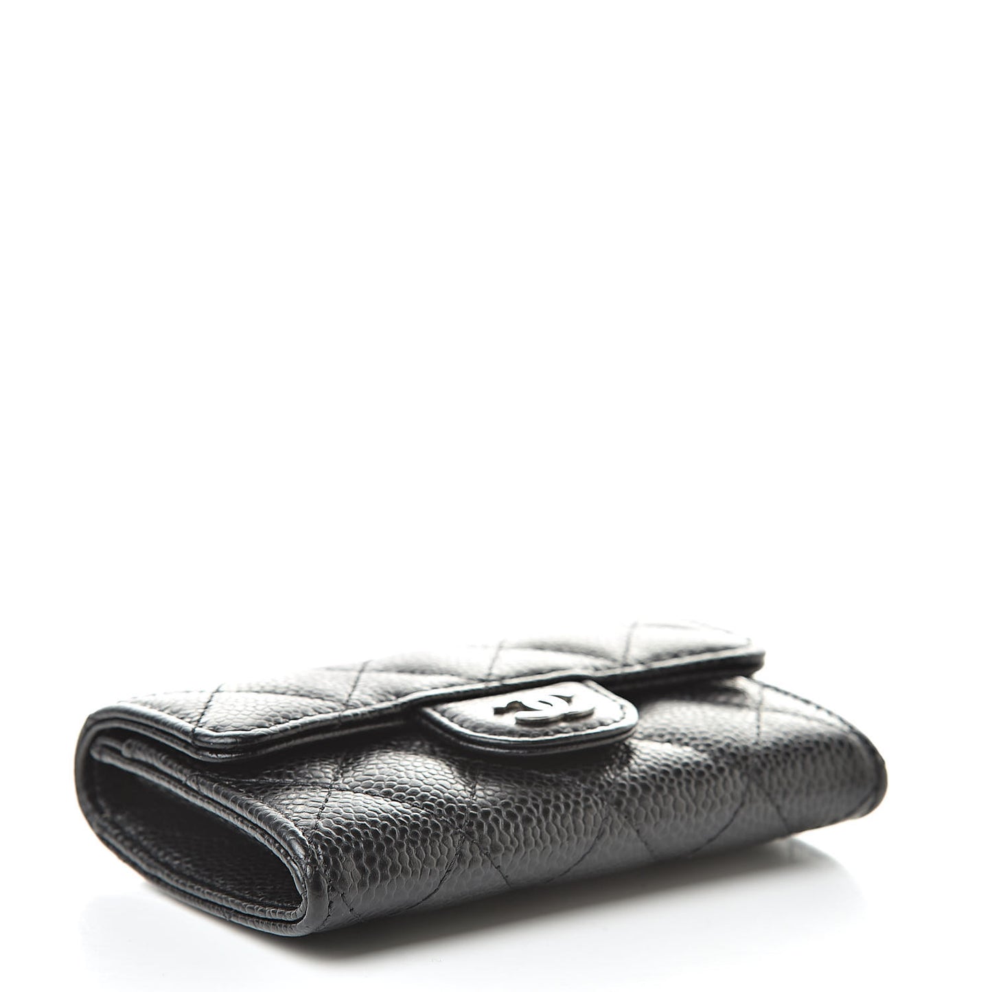 Caviar Quilted Flap Card Holder Black