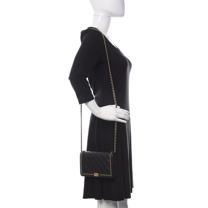 Chanel Calfskin Quilted Chain Around Boy Wallet On Chain WOC Black 2 of 12