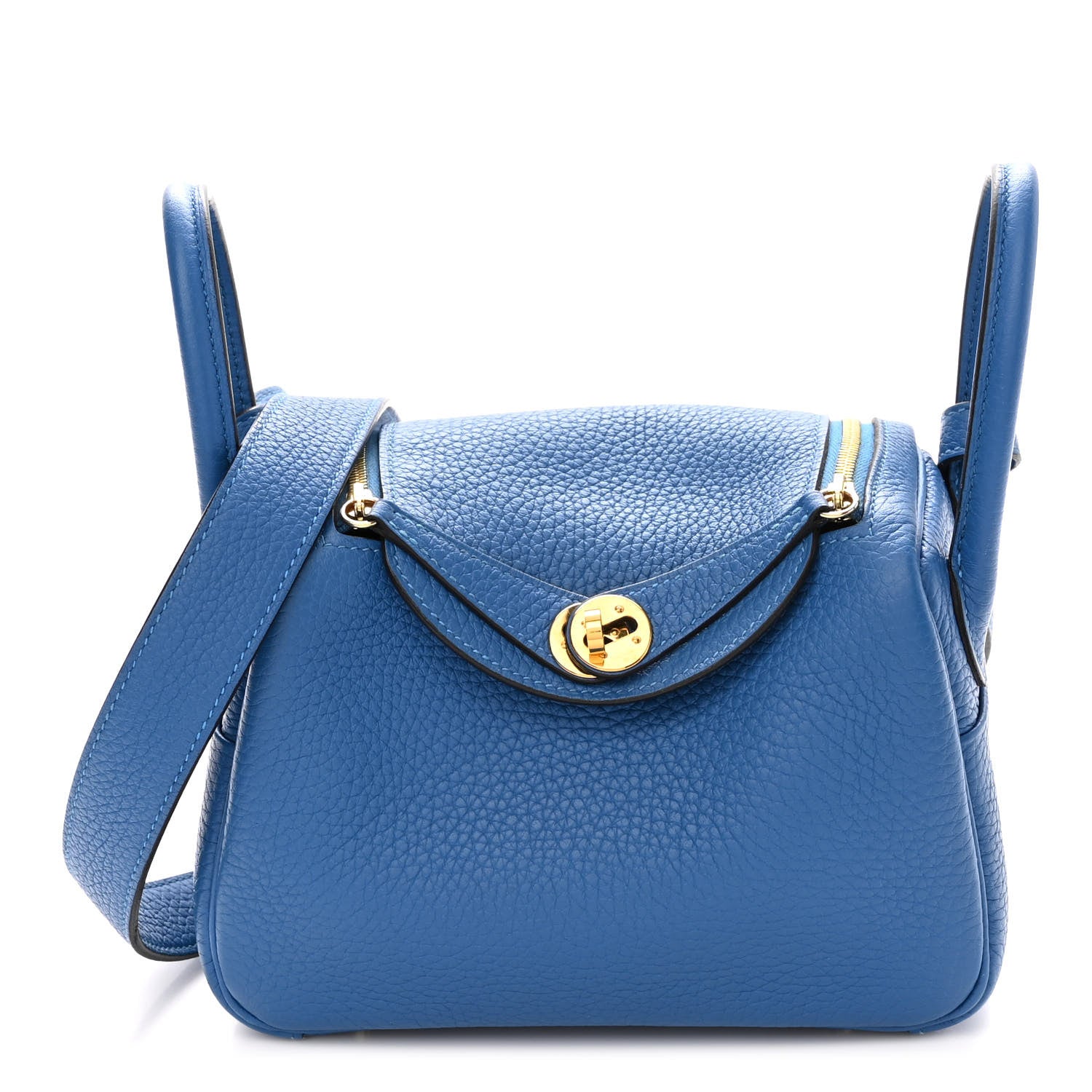 Hermes Taurillon Clemence Mini Lindy 20 Bleu Zellige 1 of 8