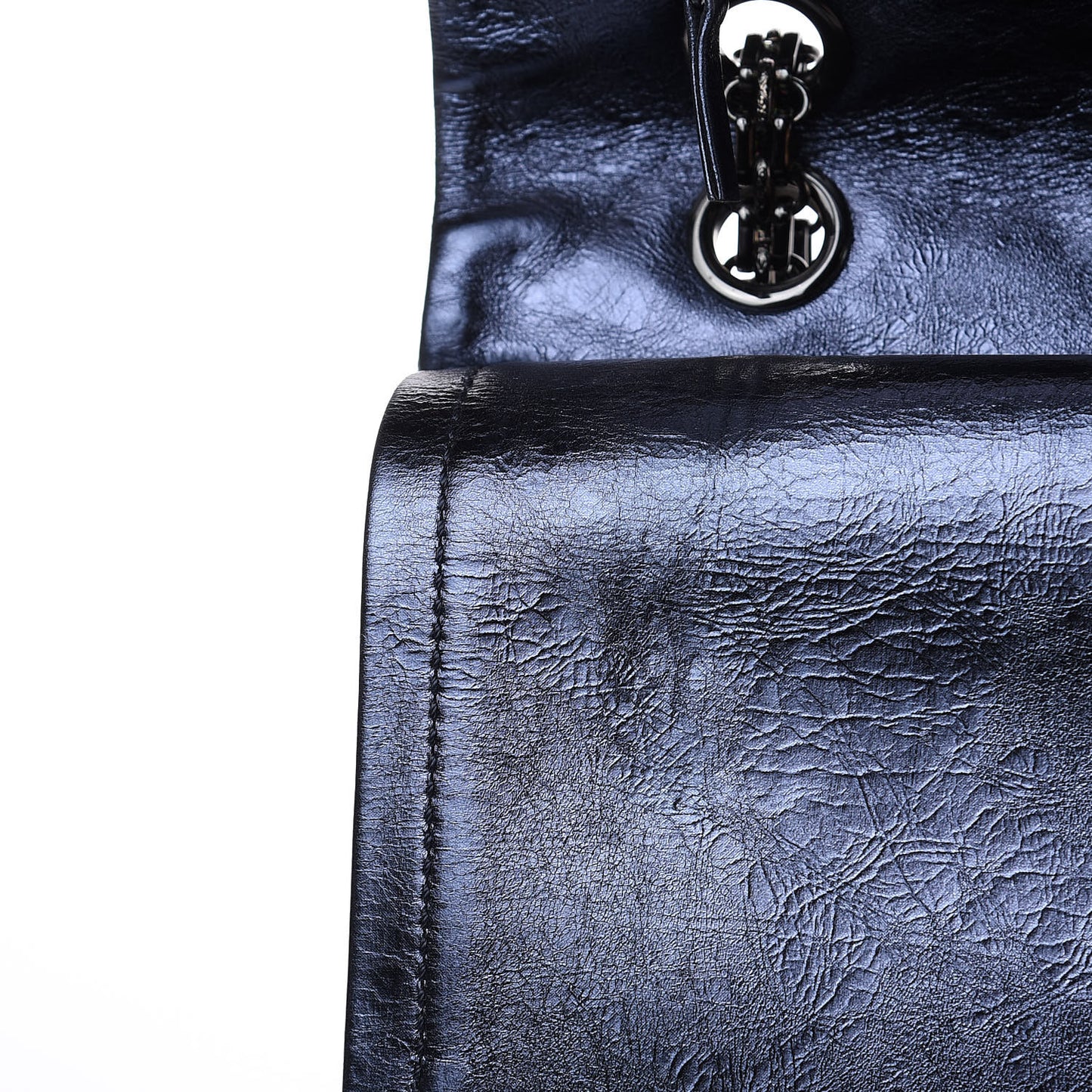 Metallic Aged Calfskin Quilted 2.55 Reissue 227 Flap Blue