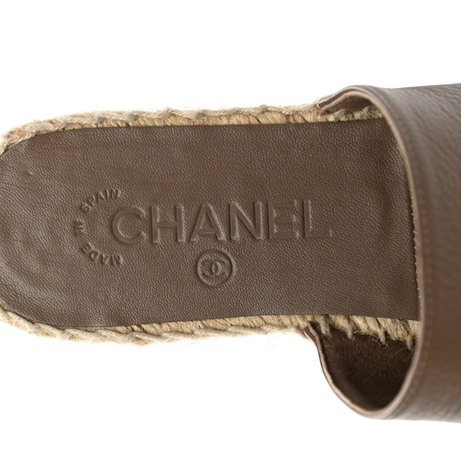 Chanel Calfskin CC Espadrille Mules 36 Dark Beige 8 of 13