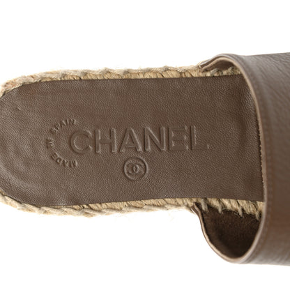 Chanel Calfskin CC Espadrille Mules 36 Dark Beige 8 of 13
