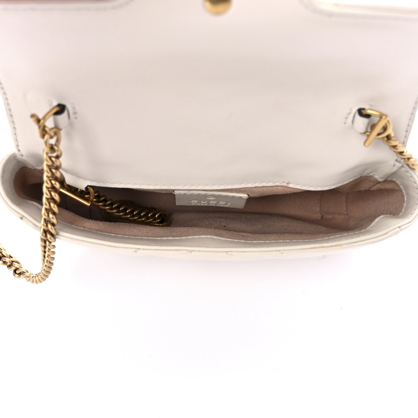 Calfskin Matelasse Super Mini GG Marmont Shoulder Bag White