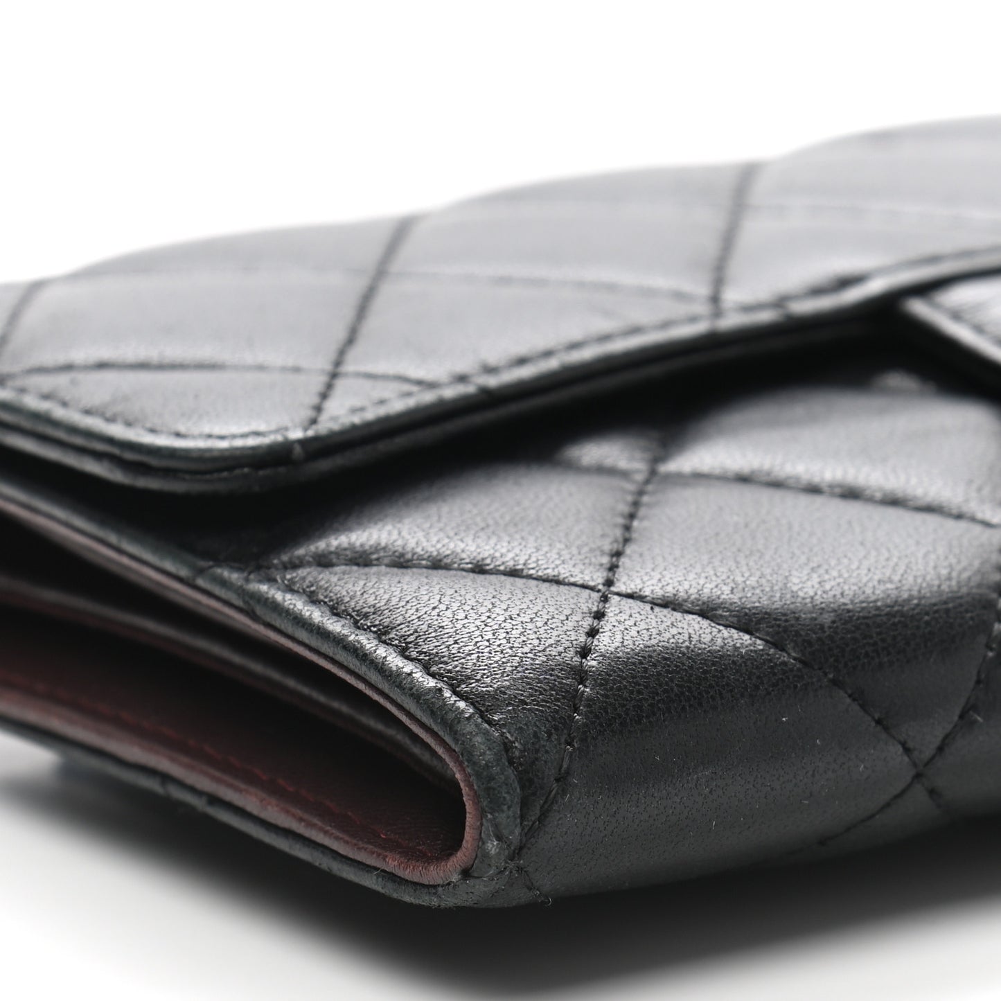 Lambskin Quilted Large Flap Wallet Black