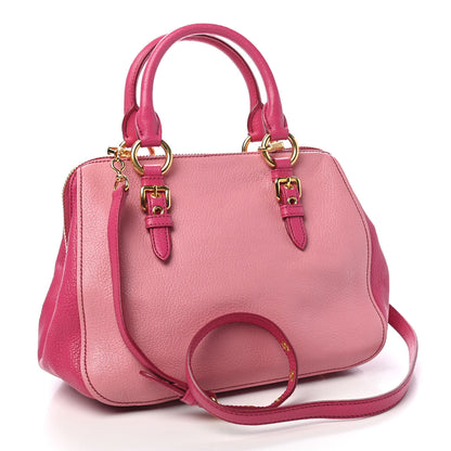 Miu Miu Goatskin Madras Bi-Color Bowling Bag Rosa Peonia 2 of 8
