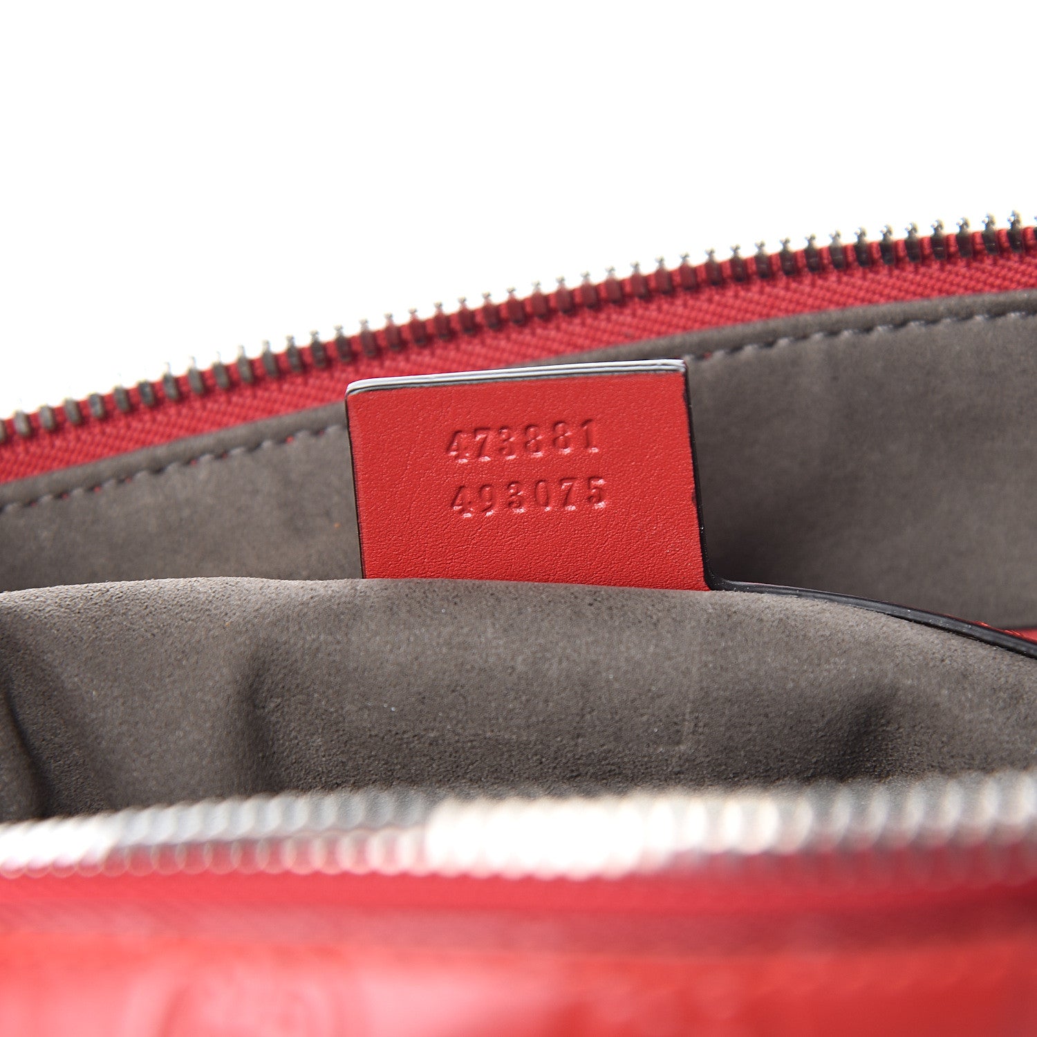 Gucci Guccissima Small Zip Wristlet Pouch Red 6 of 9