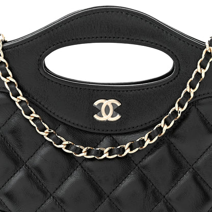 Chanel Shiny Crumpled Calfskin Quilted Nano 31 Shopping Bag Black 8 of 11