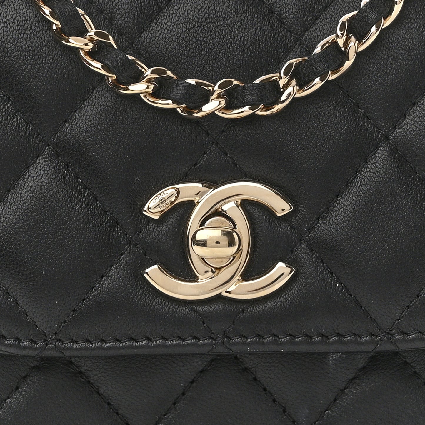 Lambskin Quilted Mini Trendy CC Chain Wallet Black