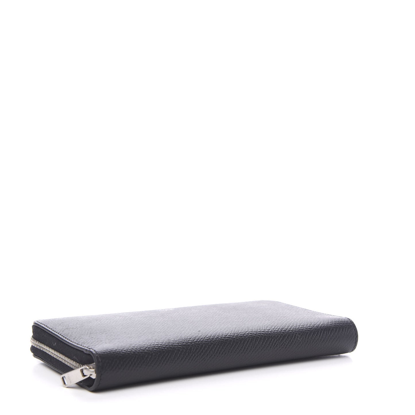 Grained Calfskin Large Zip Around Multifunction Wallet Black