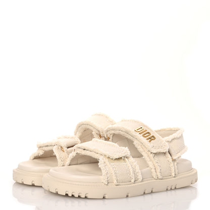 Christian Dior Cotton Dioract 10mm Sandals 37 Ecru 3 of 12