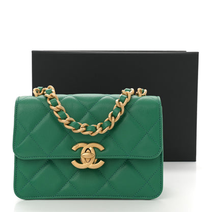 Chanel Caviar Quilted Mini CC Flap Green 11 of 11