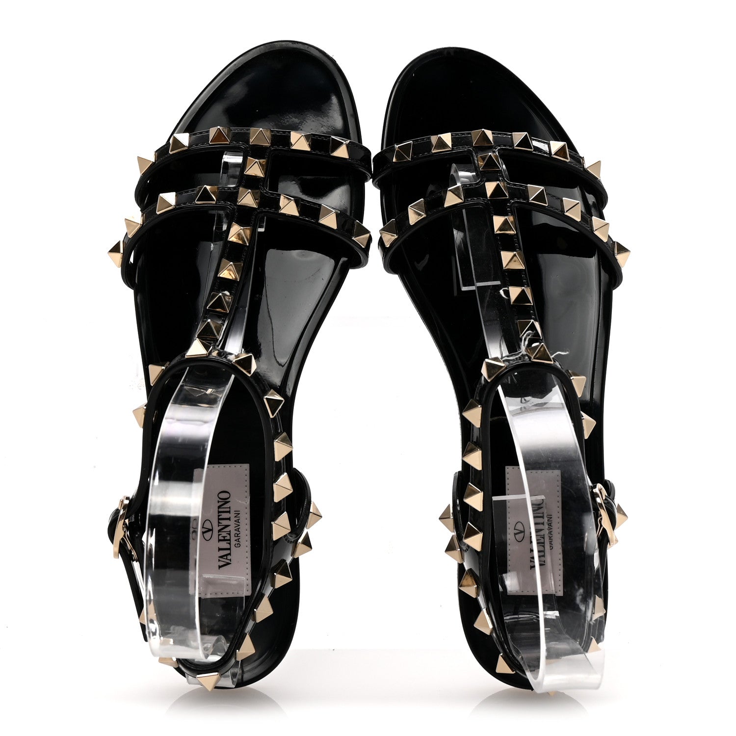 Valentino Garavani PVC Jelly Rockstud Caged Sandals 36 Black 2 of 8