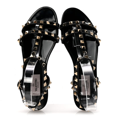 Valentino Garavani PVC Jelly Rockstud Caged Sandals 36 Black 2 of 8