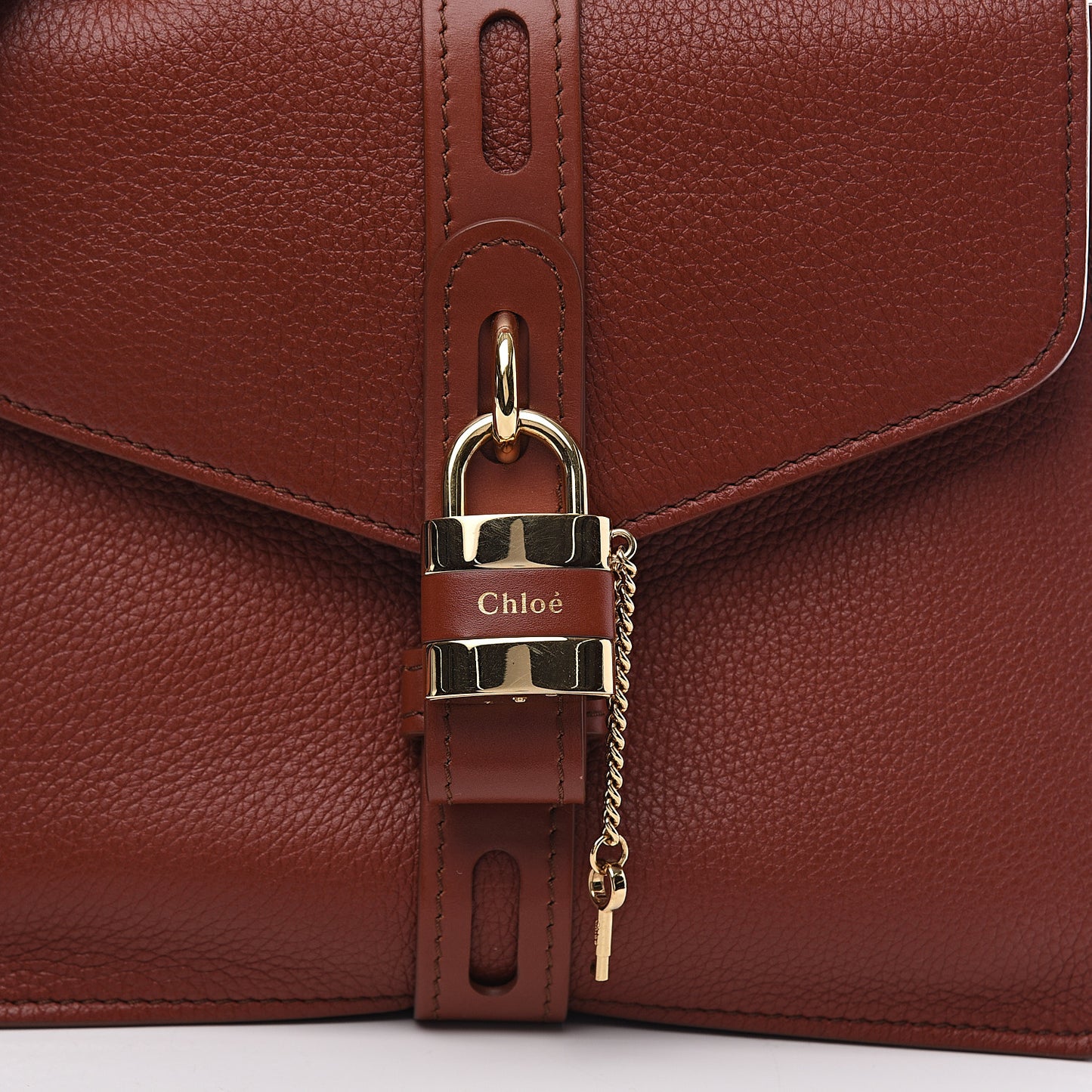 Shiny Grained Calfskin Medium Aby Day Shoulder Bag Sepia Brown