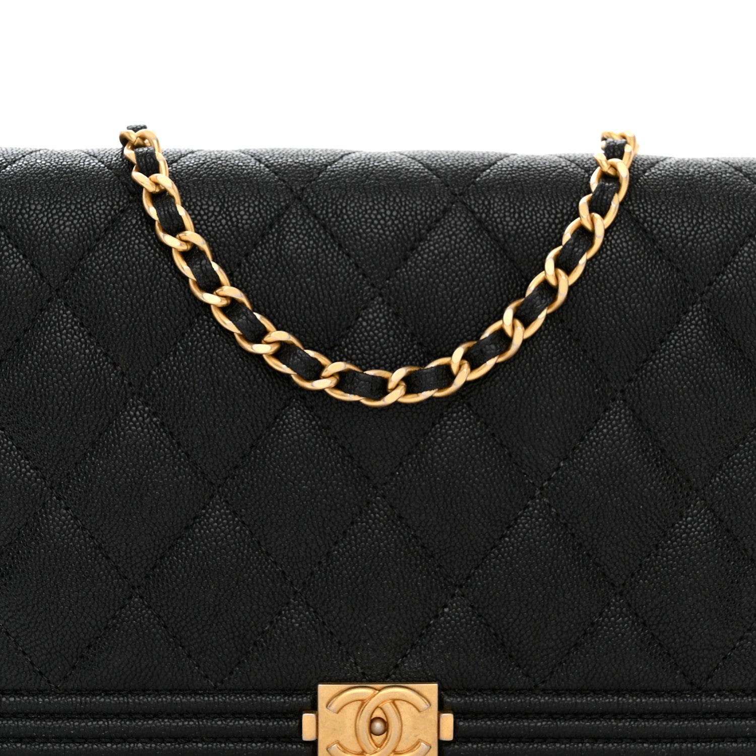 Chanel Caviar Quilted Boy Wallet On Chain WOC Black 8 of 12