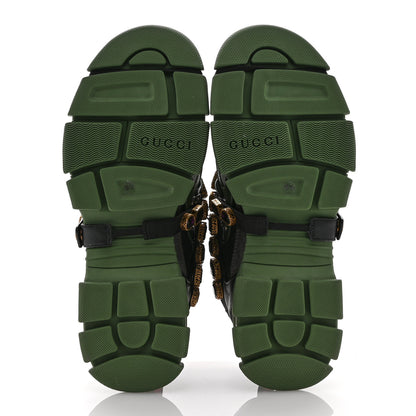 Gucci X SEGA Mesh Suede Calfskin Removable Crystals Mens Flashtrek Sneakers 10.5 Loess Black Olive Green 6 of 7