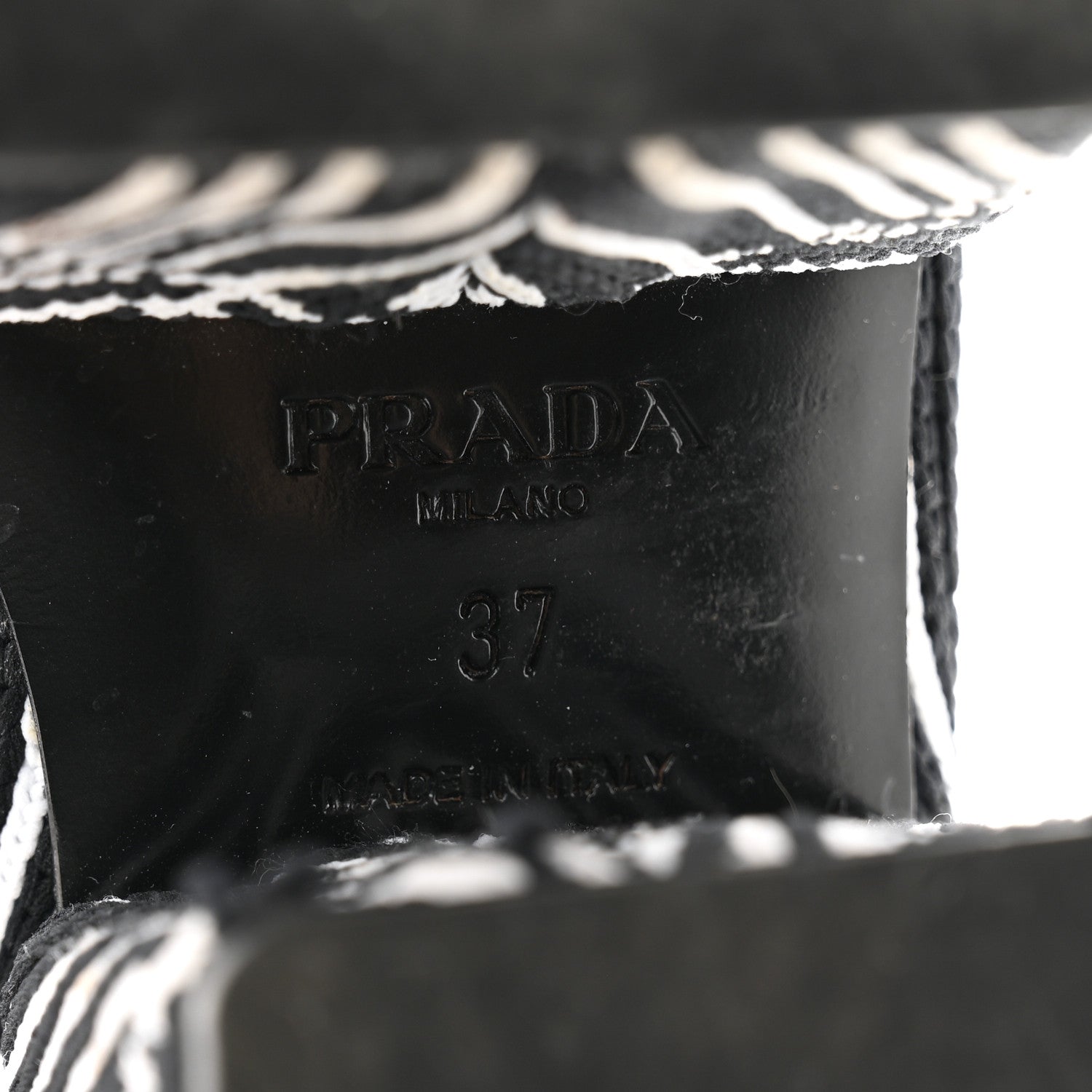Prada Jacquard Knit Platform Ankle Boots 37 Black 7 of 10