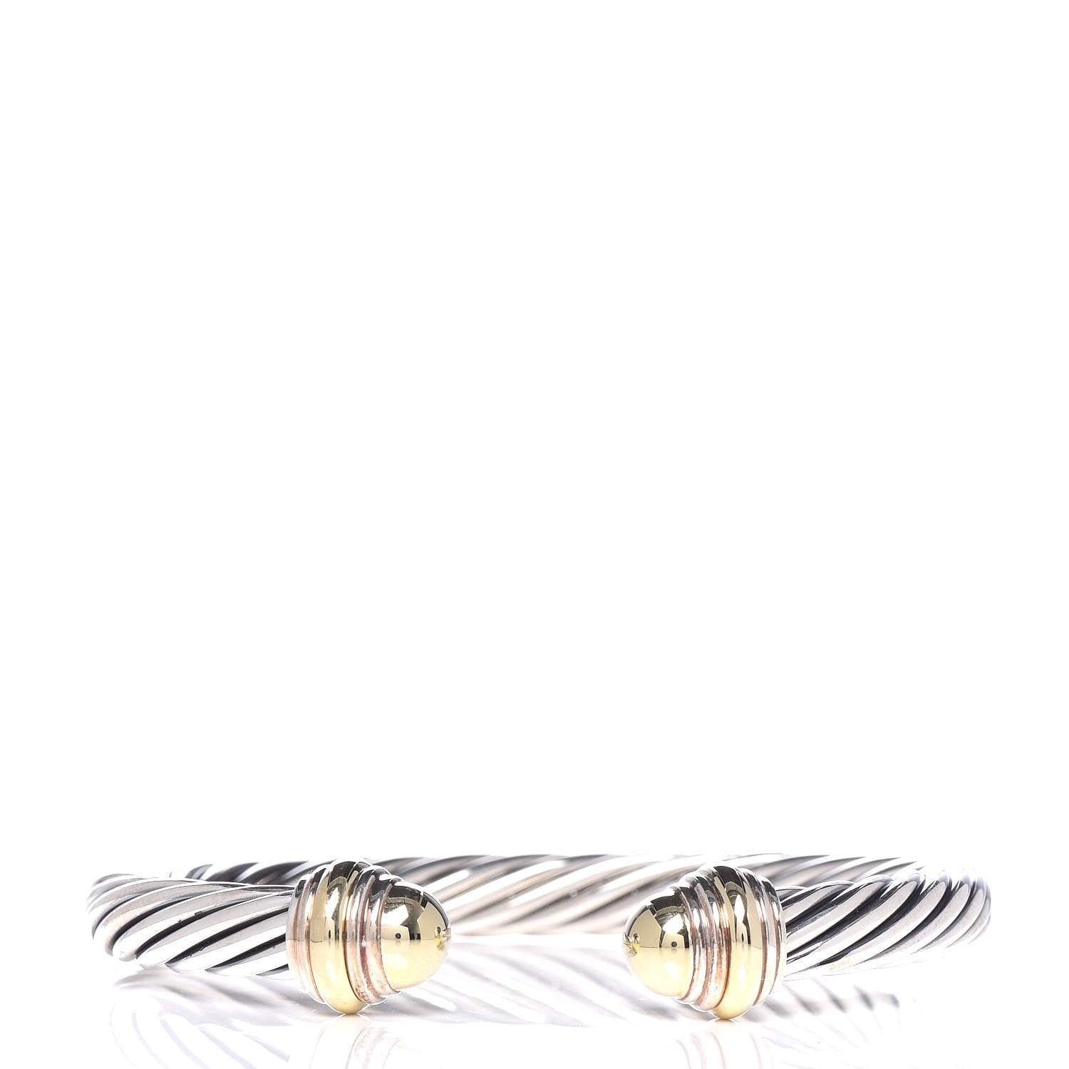 David Yurman Sterling Silver 14K Yellow Gold 7mm Cable Classics Bracelet 1 of 4